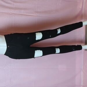 Boohoo High Rise Stretch Distressed Ripped Black Skinny Jeans size 4